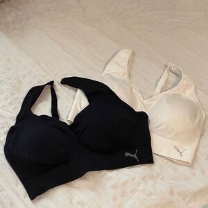 Puma Women's Dual Pack Black and White Sports Bras L